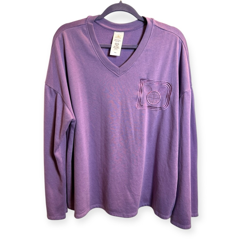 Disney Size L Purple Lavender VNeck Cozy Comfy Wide Sleeve Loungewear Sweatshirt